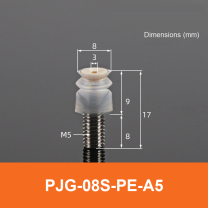 BOLTTE PJG-08S-PE-A5 non-marking vacuum suction cup with white silicone rubber and PE-A5 fitting