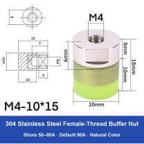 Female Thread M4 – Ø10 × 15 mm, 304 stainless steel polyurethane-coated buffer component
