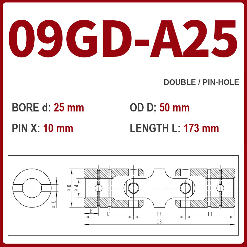 BOLTTE 09GD-A25 40Cr universal joint coupling dimension drawing
