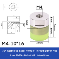 Female Thread M4 – Ø10 × 16 mm, 304 stainless steel polyurethane-coated buffer component