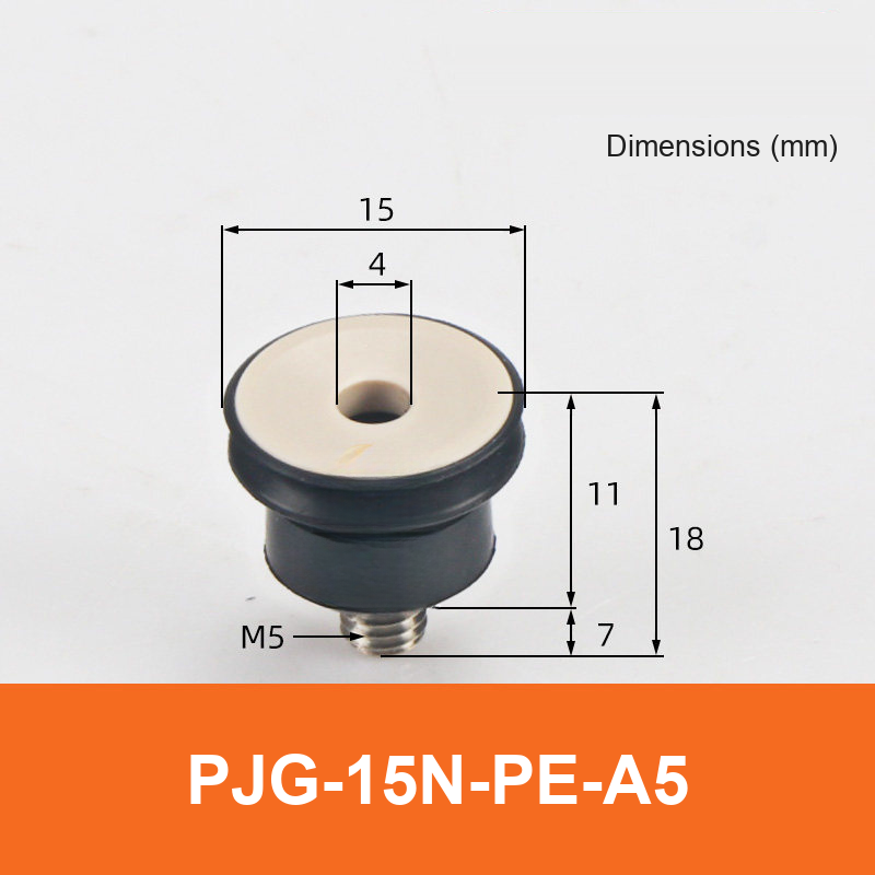 BOLTTE PJG-15N-PE-A5 non-marking vacuum suction cup with black nbr rubber and PE-A5 fitting