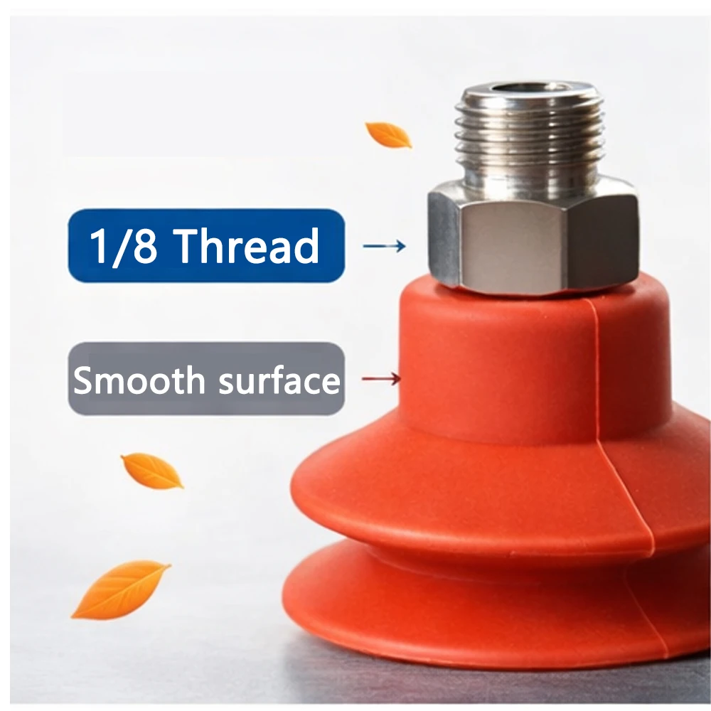 10PCS Pneumatic Vacuum Sucker with Fitting G1/8 Thread 8mm Mounting Hole Silicone Double Layers Injection Molding Machine Tools-BOLTTE