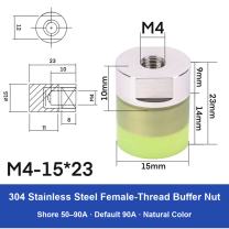 Female Thread M4 – Ø15 × 23 mm, 304 stainless steel polyurethane-coated buffer component