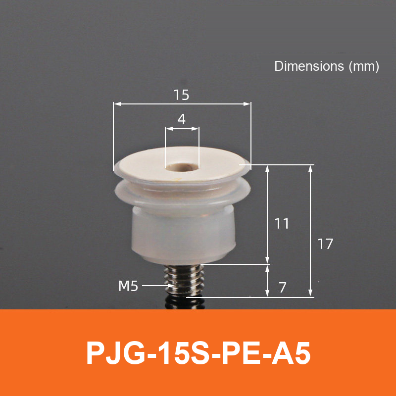 BOLTTE PJG-15S-PE-A5 non-marking vacuum suction cup with white silicone rubber and PE-A5 fitting