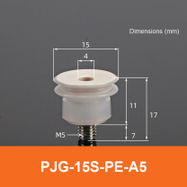 BOLTTE PJG-15S-PE-A5 non-marking vacuum suction cup with white silicone rubber and PE-A5 fitting