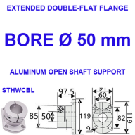 BOLTTE Aluminum Open Flange Shaft Supports - Round, Double-Flat & Square, 8-50 mm Bore