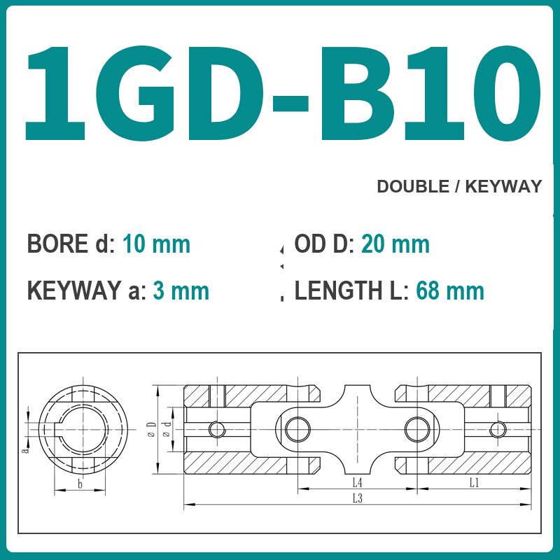 BOLTTE 1GD-B10 40Cr universal joint coupling dimension drawing