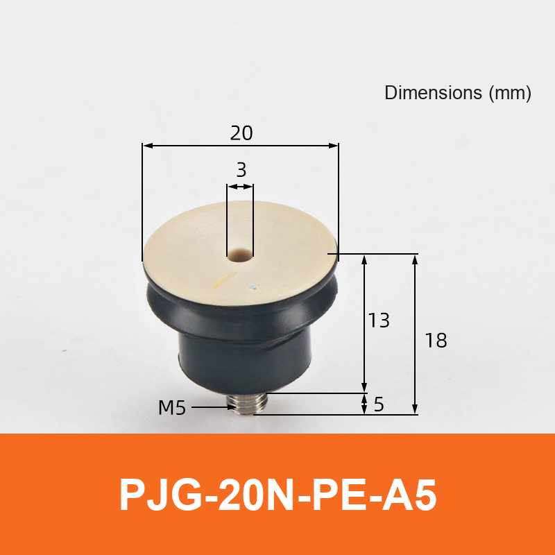 BOLTTE PJG-20N-PE-A5 non-marking vacuum suction cup with black nbr rubber and PE-A5 fitting