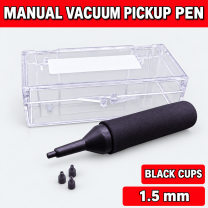 Unbranded manual vacuum pickup pen kit on light gray - Black cups - 1.5 mm