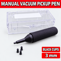 Unbranded manual vacuum pickup pen kit on light gray - Black cups - 3 mm