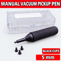 Unbranded manual vacuum pickup pen kit on light gray - Black cups - 5 mm