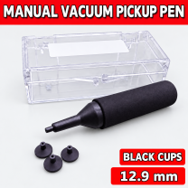 Unbranded manual vacuum pickup pen kit on light gray - Black cups - 12.9 mm