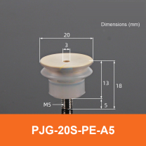 BOLTTE PJG-20S-PE-A5 non-marking vacuum suction cup with white silicone rubber and PE-A5 fitting