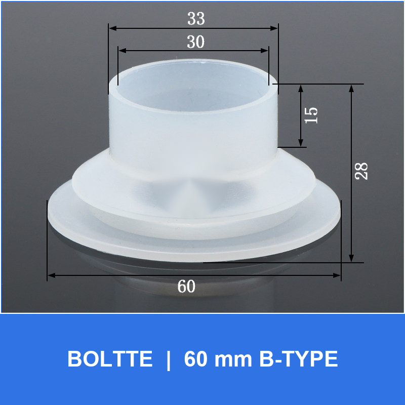 BOLTTE 60 mm B-Type silicone vacuum cup with engineering dimensions