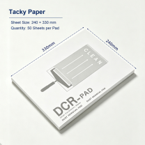 240 × 330 mm Tacky Paper · PVC Base · 50 Sheets for silicone tacky roller and dust-removal system