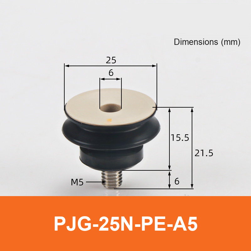 BOLTTE PJG-25N-PE-A5 non-marking vacuum suction cup with black nbr rubber and PE-A5 fitting