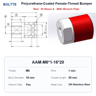 BOLTTE Bumpers con Rosca Femenina Recubiertos de Poliuretano - M3-M22