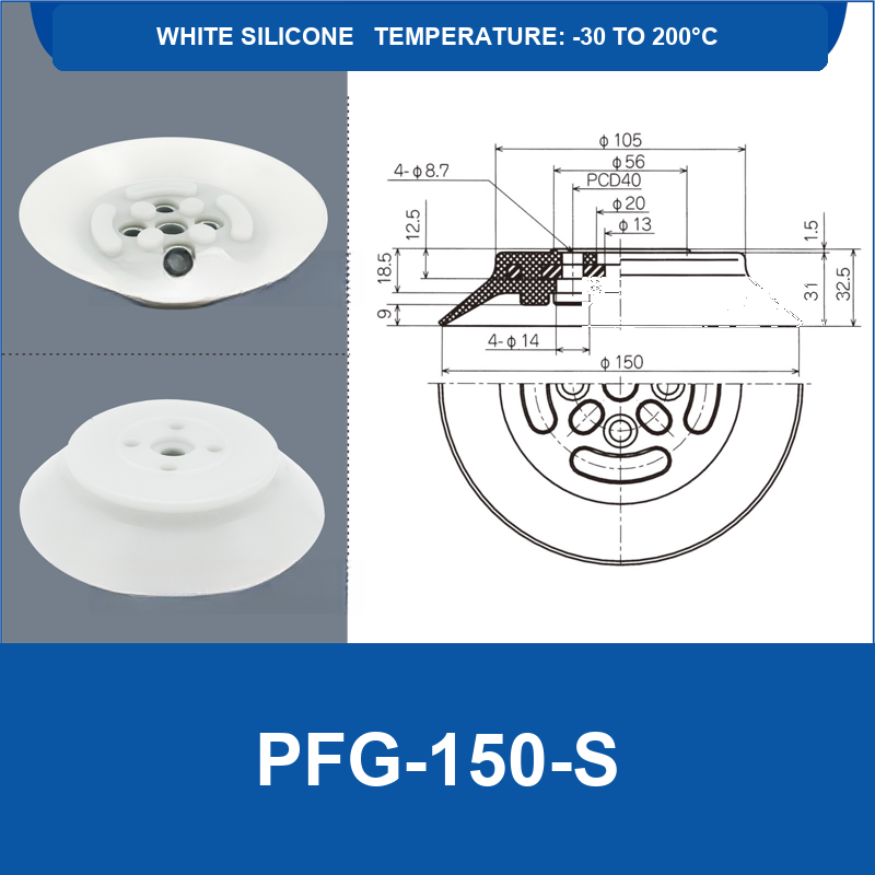 PFG PA Series Flat Vacuum Suction Cups in Silicone and Nitrile Rubber-BOLTTE