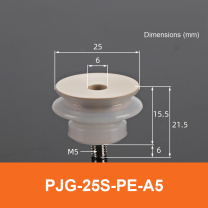 BOLTTE PJG-25S-PE-A5 non-marking vacuum suction cup with white silicone rubber and PE-A5 fitting
