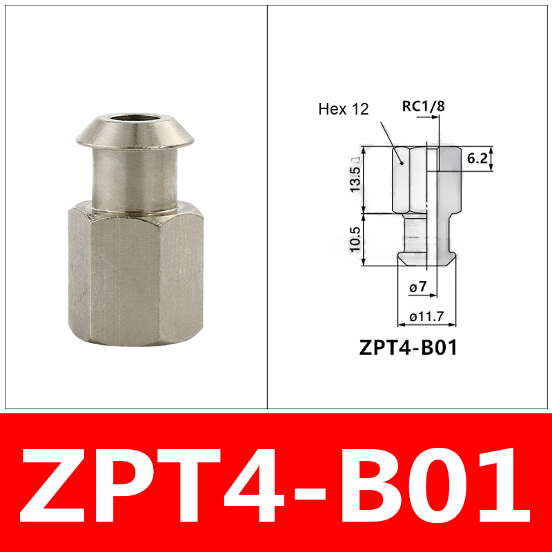 ZPT4-B01 ZPT vacuum cup mount or retaining ring with technical dimensions