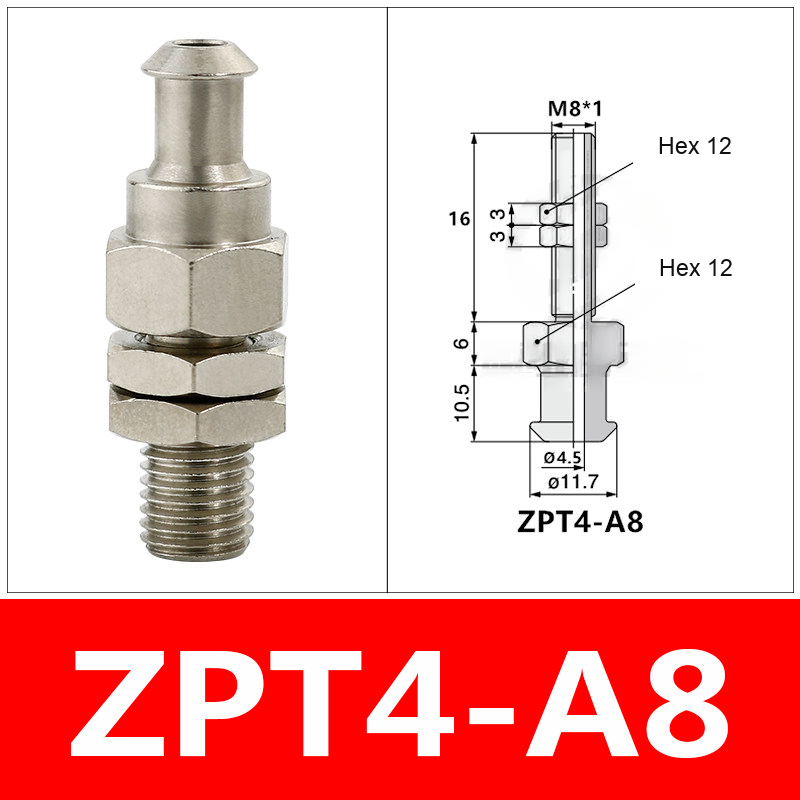 ZPT4-A8 ZPT vacuum cup mount or retaining ring with technical dimensions