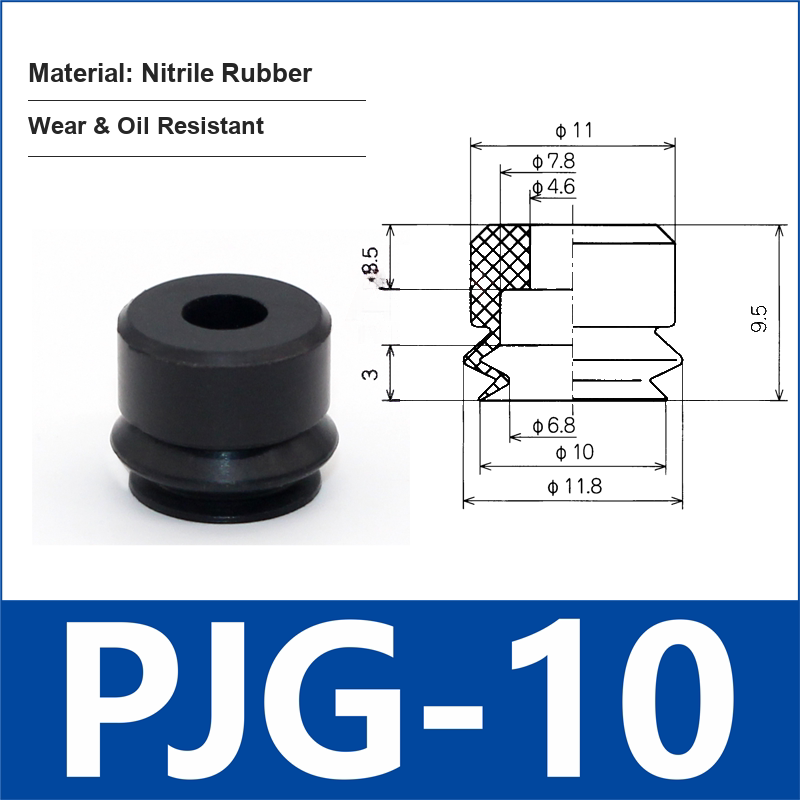 PJG-10 Black Nitrile Rubber vacuum suction cup or fitting