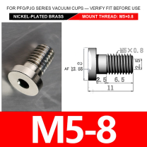 M5-8 nickel-plated brass vacuum cup threaded fitting, M5 mount thread, body code 8, with technical dimensions