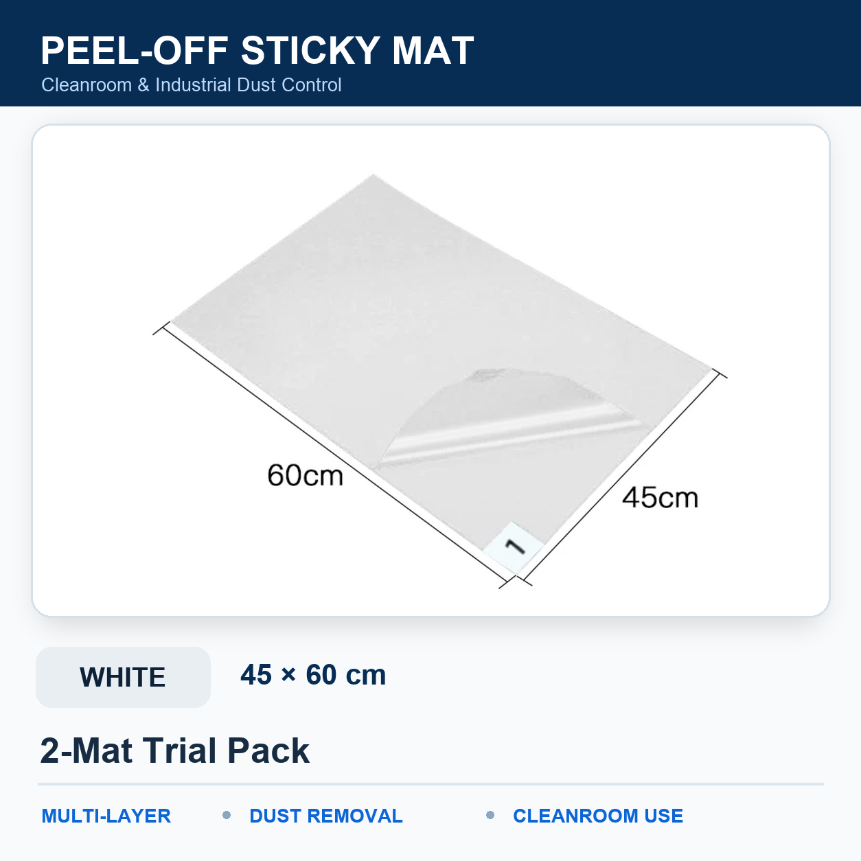 BOLTTE white peel-off sticky mat White – 45 × 60 cm – 2-Mat Trial Pack