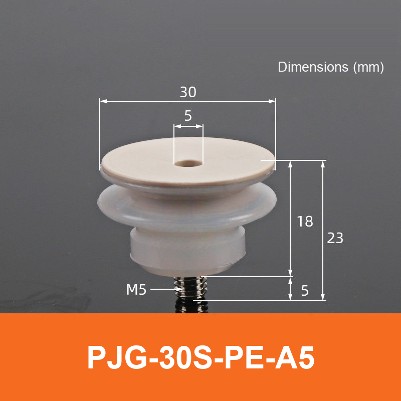 BOLTTE PJG-30S-PE-A5 non-marking vacuum suction cup with white silicone rubber and PE-A5 fitting