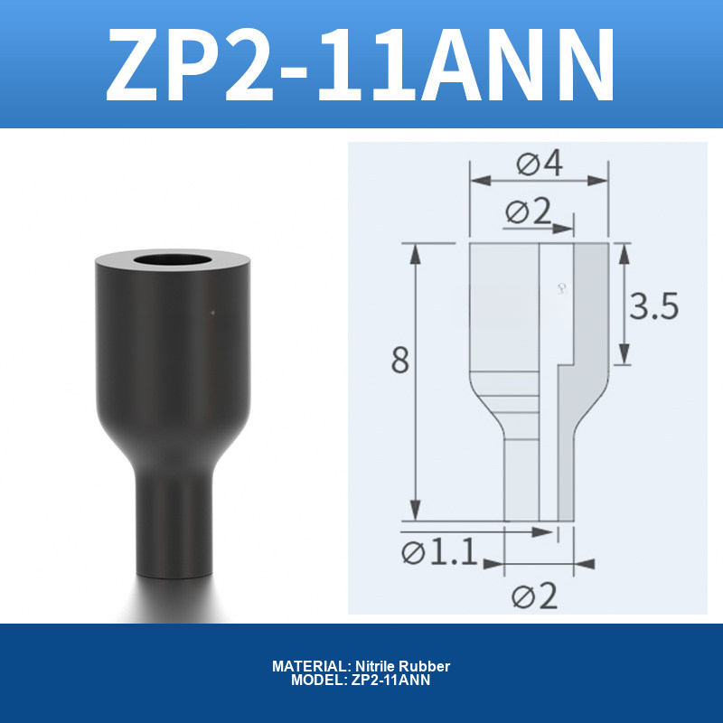 ZP2-11ANN ZP2-AN vacuum cup, threaded holder or fitting, with product view and technical drawing