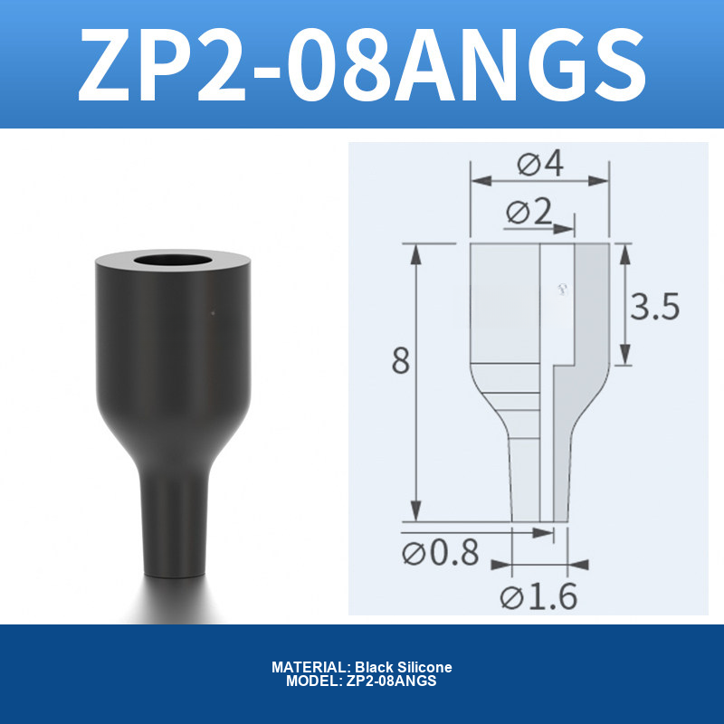 ZP2-08ANGS ZP2-AN vacuum cup, threaded holder or fitting, with product view and technical drawing