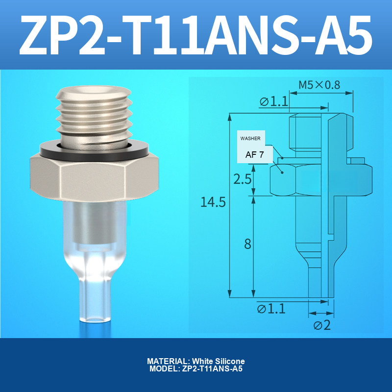 ZP2-T11ANS-A5 ZP2-AN vacuum cup, threaded holder or fitting, with product view and technical drawing