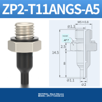 ZP2-T11ANGS-A5 ZP2-AN vacuum cup, threaded holder or fitting, with product view and technical drawing