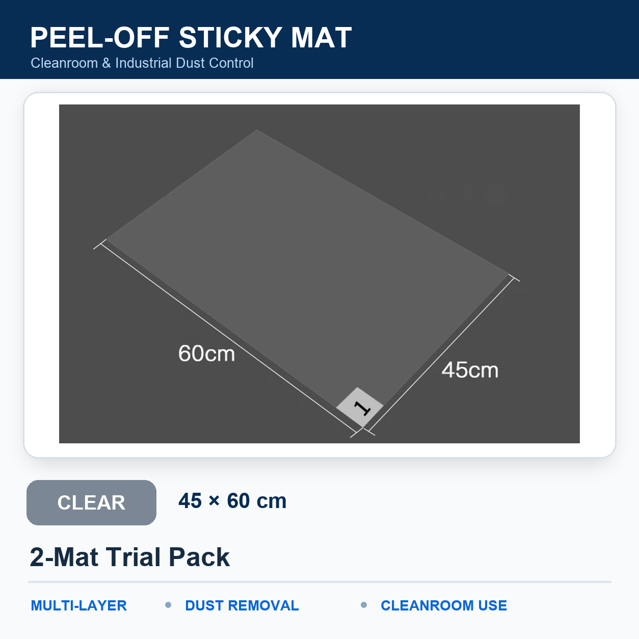 BOLTTE clear peel-off sticky mat Clear – 45 × 60 cm – 2-Mat Trial Pack