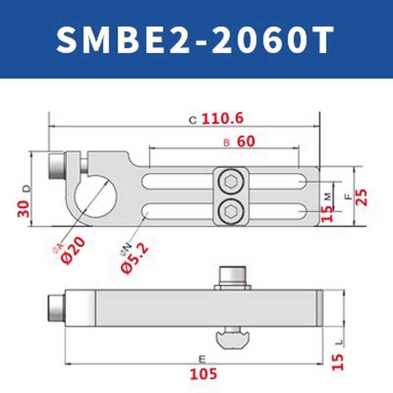 BOLTTE SMBE2-2060T heavy-duty mechanical arm fixture support bracket technical view