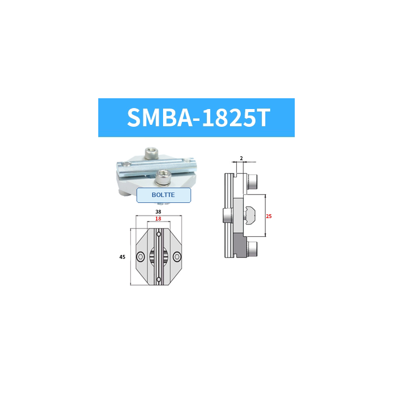 BOLTTE SMBA-1825T aluminium profile cross-connection clamp with engineering dimensions