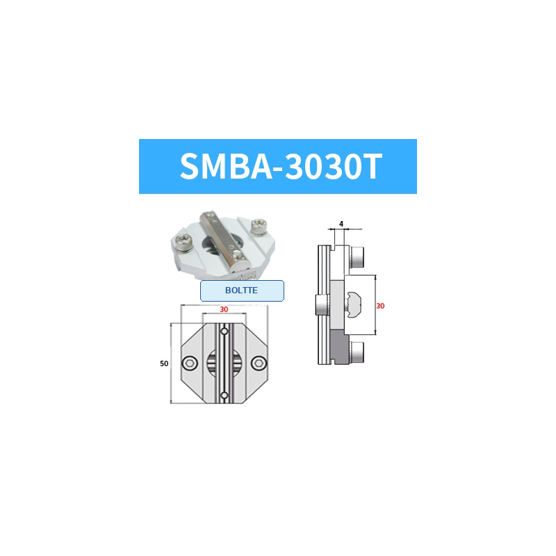 BOLTTE SMBA-3030T aluminium profile cross-connection clamp with engineering dimensions