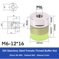 Female Thread M6 – Ø12 × 16 mm, 304 stainless steel polyurethane-coated buffer component