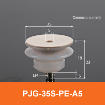 BOLTTE PJG-35S-PE-A5 non-marking vacuum suction cup with white silicone rubber and PE-A5 fitting