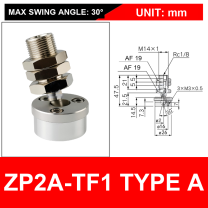 ZP2A-TF1 Type A swivel vacuum cup mounting fitting with technical dimensions