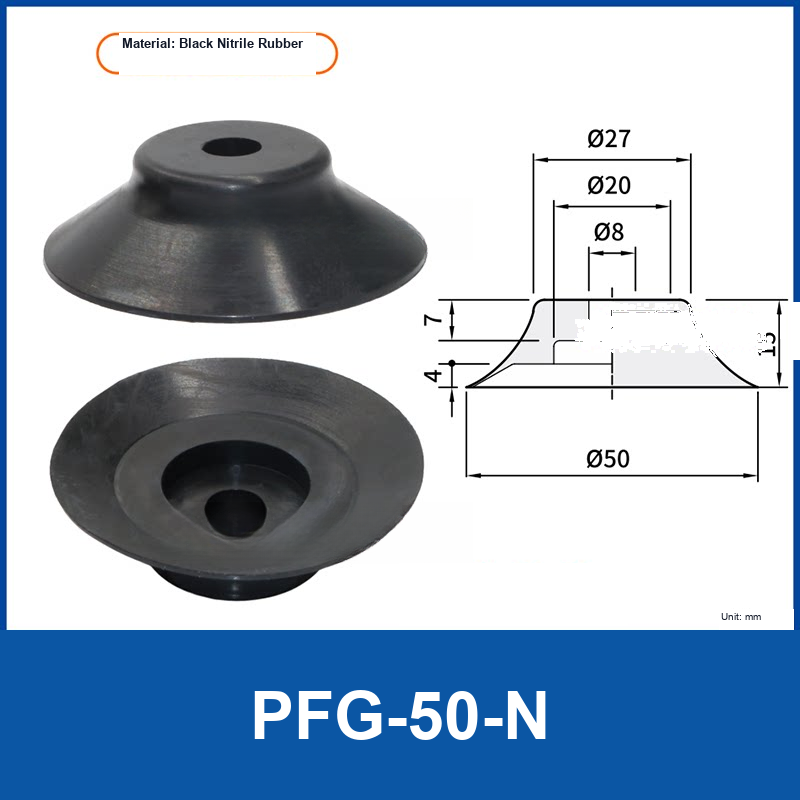 PFG PA Series Flat Vacuum Suction Cups in Silicone and Nitrile Rubber-BOLTTE