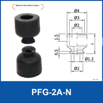 PFG-2A-N Black Nitrile Rubber flat vacuum suction cup with technical dimensions