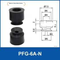 PFG-6A-N Black Nitrile Rubber flat vacuum suction cup with technical dimensions