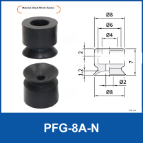 PFG-8A-N Black Nitrile Rubber flat vacuum suction cup with technical dimensions