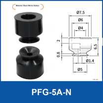 PFG-5A-N Black Nitrile Rubber flat vacuum suction cup with technical dimensions