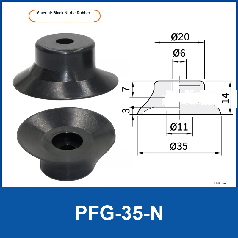 PFG PA Series Flat Vacuum Suction Cups in Silicone and Nitrile Rubber-BOLTTE