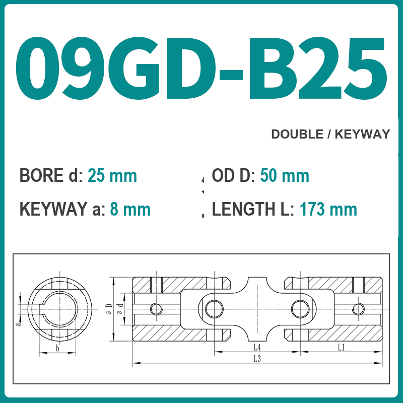 BOLTTE 09GD-B25 40Cr universal joint coupling dimension drawing