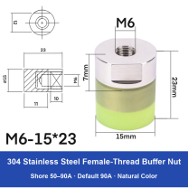 Female Thread M6 – Ø15 × 23 mm, 304 stainless steel polyurethane-coated buffer component