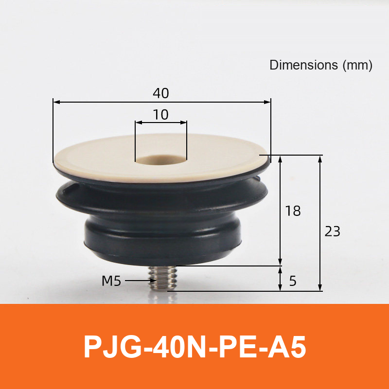 BOLTTE PJG-40N-PE-A5 non-marking vacuum suction cup with black nbr rubber and PE-A5 fitting