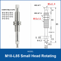 M10-L85 Small Head Rotating spring-buffered vacuum cup mount